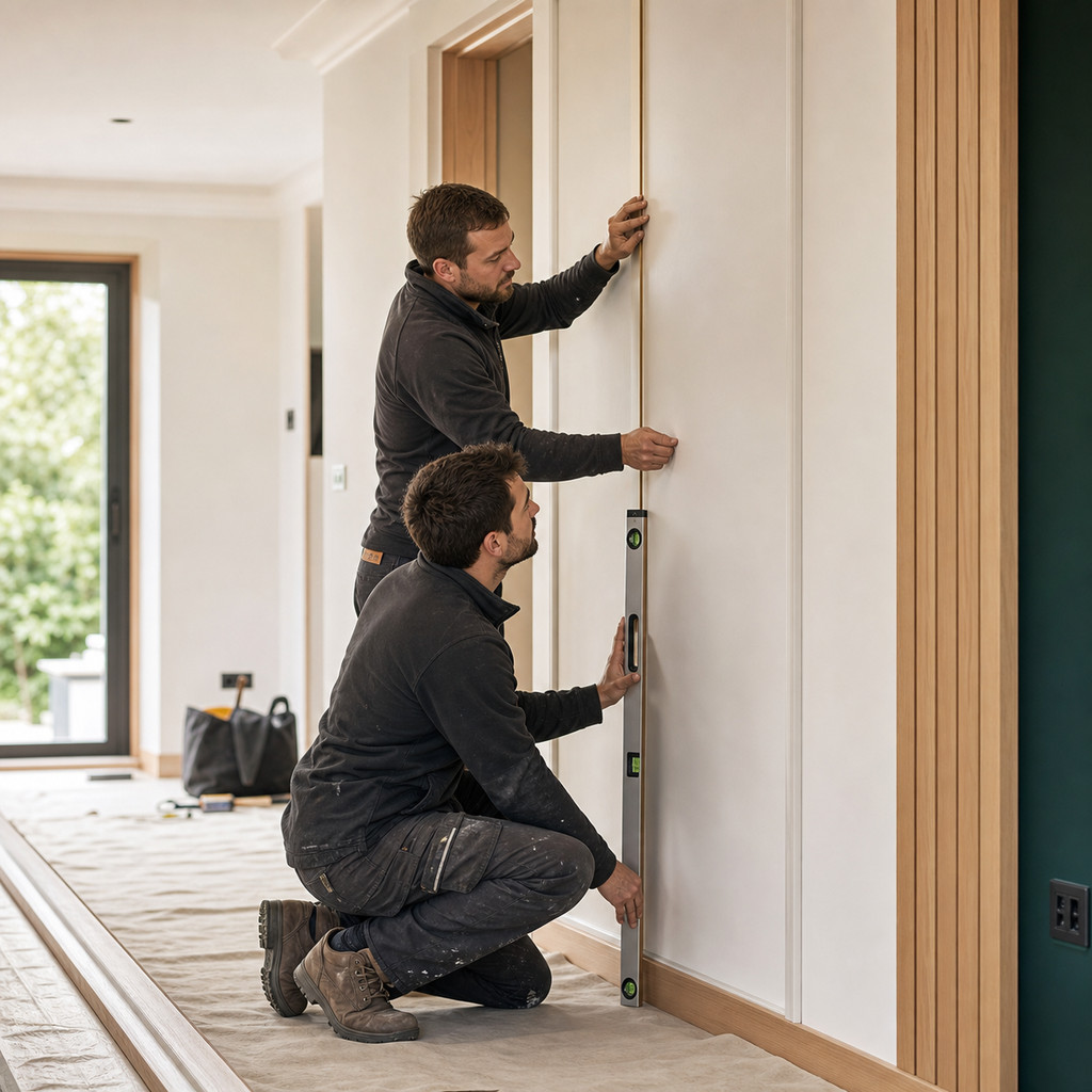 Artisans réalisant les finitions d’un intérieur